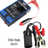 combo Bộ Chuyển Đổi Nguồn 1500W DC12V/24V Sang 220V Kèm 4 Cổng Usb màu xanh+dây kẹp ắc quy