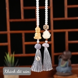 Khánh Đôi - Dây Treo Phật Gỗ Liên Hoa Chuỗi Hạt Bồ Đề Khánh Ngọc Bội Treo gương chiếu hậu ô tô