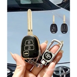 combo ốp khóa toyota vois chìa bật đen+móc hãng