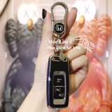 combo ốp khóa sh 2 nút đen viền bạc+móc hãng honda