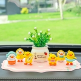 combo 6 vịt+thảm hồng trơn+chậu cây trắng
