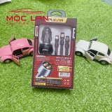 Tẩu Sạc Nhanh Pugan 15A Kèm Dây Sạc 3 Đầu Cho Các Loại Điện Thoại Dùng Trên Ô Tô