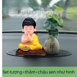 combo Phật tổ vàng đế vuông+thảm oval size bé+chậu sen 1