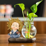 Tượng chú tiểu 4 không,Tượng chú tiểu Cầm-kỳ-thi-họa-kèm bình thủy sinh, trang trí bàn học, bàn làm việc