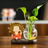 Tượng chú tiểu 4 không,Tượng chú tiểu Cầm-kỳ-thi-họa-kèm bình thủy sinh, trang trí bàn học, bàn làm việc