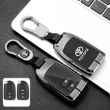 Bộ ốp kim loại lưng da + móc khoá dây da hãng Toyota