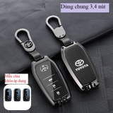 Bộ ốp kim loại lưng da + móc khoá dây da hãng Toyota