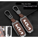 Bộ ốp kim loại lưng da + móc khoá dây da hãng KIA