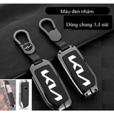 Bộ ốp kim loại lưng da + móc khoá dây da hãng KIA