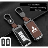 Bộ ốp kim loại lưng da + móc khoá dây da hãng Mitsubishi