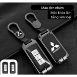Bộ ốp kim loại lưng da + móc khoá dây da hãng Mitsubishi