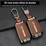 Bộ ốp kim loại lưng da + móc khoá dây da hãng Mazda