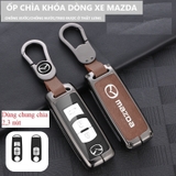 Bộ ốp kim loại lưng da + móc khoá dây da hãng Mazda