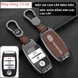 Bộ ốp kim loại lưng da + móc khoá dây da hãng KIA