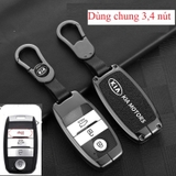 Bộ ốp kim loại lưng da + móc khoá dây da hãng KIA