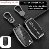 Bộ ốp kim loại lưng da + móc khoá dây da hãng KIA