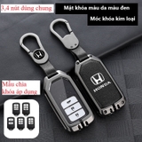 Bộ ốp kim loại lưng da + móc khoá dây da hãng HONDA