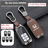Bộ ốp kim loại lưng da + móc khoá dây da hãng HONDA