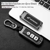 Bộ ốp kim loại lưng da + móc khoá dây da hãng HONDA