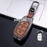 Bộ ốp kim loại mặt da +lưng da mix móc khoá dây da logo Hyundai