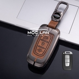 Bộ ốp kim loại lưng da lộn dập chìm logo + móc khoá KIA
