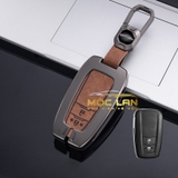 Bộ ốp kim loại lưng da lộn dập chìm logo + móc khoá TOYOTA