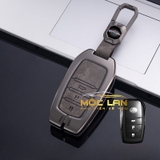 Bộ ốp kim loại lưng da lộn dập chìm logo + móc khoá TOYOTA