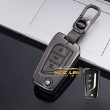 Bộ ốp kim loại lưng da lộn dập chìm logo + móc khoá TOYOTA