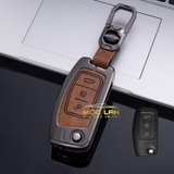 Bộ ốp kim loại lưng da lộn dập chìm logo + móc khoá FORD