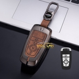 Bộ ốp kim loại lưng da lộn dập chìm logo + móc khoá FORD