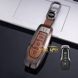 Bộ ốp kim loại lưng da lộn dập chìm logo + móc khoá FORD