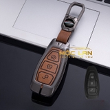 Bộ ốp kim loại lưng da lộn dập chìm logo + móc khoá FORD