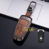 Bộ ốp kim loại lưng da lộn dập chìm logo + móc khoá FORD