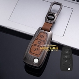 Bộ ốp kim loại lưng da lộn dập chìm logo + móc khoá FORD