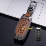 Bộ ốp kim loại lưng da lộn dập chìm logo + móc khoá FORD