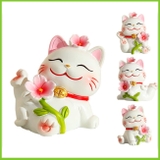Gia đình mèo hoa đào trang trí taplo