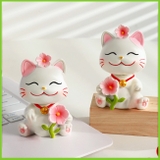 Gia đình mèo hoa đào trang trí taplo