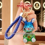 Móc Khóa Hình Búp Bê Thỏ Đính Đá Kèm Dây Dù Xinh Xắn
