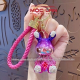 Móc Khóa Hình Búp Bê Thỏ Đính Đá Kèm Dây Dù Xinh Xắn