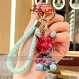 Móc Khóa Hình Búp Bê Thỏ Đính Đá Kèm Dây Dù Xinh Xắn