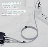 Dây Cáp Sạc 3in1 3A 1.2M Cổng USB Type C Sang Lightning + Type C + Micro USB Cho iP / Android Samsung