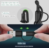 Dây Cáp Sạc 3in1 3A 1.2M Cổng USB Type C Sang Lightning + Type C + Micro USB Cho iP / Android Samsung