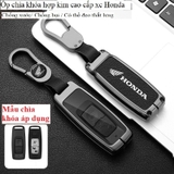 Bộ ốp kim loại lưng da + móc khoá dây da hãng HONDA