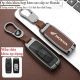 Bộ ốp kim loại lưng da + móc khoá dây da hãng HONDA