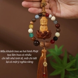 Khánh Treo Xe ô tô Phật Thích Ca Hoa Sen Vòng Tròn Ngọc Gỗ Hoàng Dương Thơm
