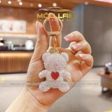 Móc Khóa Hình Gấu Đính Đá Dễ Thương - Móc Gấu Trái Tim Full đá