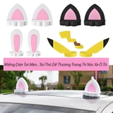 Bộ 2 Miếng Dán Tai Mèo , Tai Thỏ , Pikachu Dễ Thương Trang Trí Nóc Xe Ô Tô