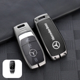 Bộ ốp kim loại lưng da lộn dập chìm logo + móc khoá MERCEDES