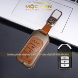 Bộ ốp kim loại mặt da + lưng da bò dập chìm logo mix móc khoá HONDA