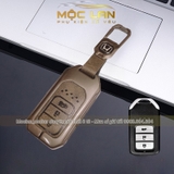 Bộ ốp kim loại mặt da + lưng da bò dập chìm logo mix móc khoá HONDA